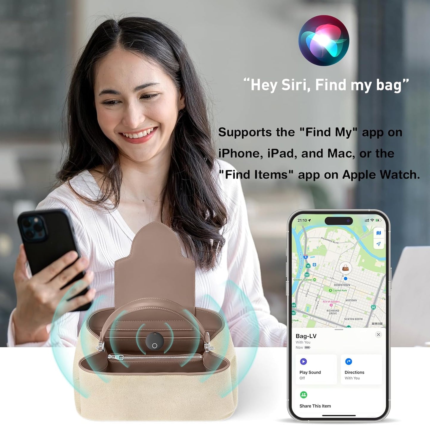 Air Tracker Tags-4 Pack [Apple MFi Certified] (iOS Only), Smart Bluetooth Tracker, Compatible with Apple Find My, Item Locator for Keys, Luggage, Wallet, Suitcase, Bags, IP67 Waterproof