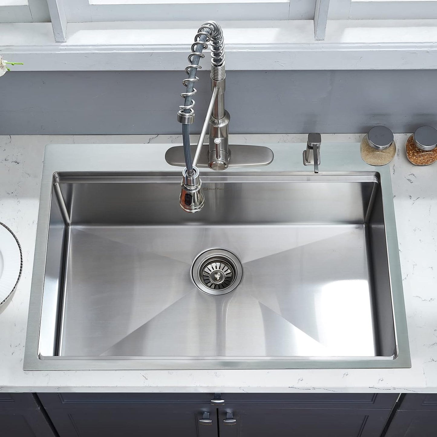 Kitchen Sink, 33 x 22 Drop in Kitchen Sink 16 Gauge Stainless Steel Kitchen Sinks Single Bowl Workstation Sink with Cutting Board