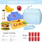NOL Kids Lunch Bag - Kids 3+ Reusable Insulated Lunch Box with Zipper Closure Buckle Handle Adjustable Long Shoulder Strap, Easy-Clean Waterproof Fabric, Children Lunch Tote Bag for School -Light blue