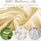 100% Mulberry Silk Sleep Mask Eye Mask for Women Man with Adjustable Band, for Side Sleeper Blackout Sleep Mask for Travel Rest and Office (Gold)