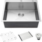 25-Inch Drop-In Kitchen Sink, SINKVINE 25" x 22" Stainless Steel Indoor and Outdoor Sink, Top Mount Large Deep Single Bowl Sink for Laundry Room, with Drain Strainer, Bottom Grid, Roll-up Drying Unit