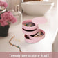 CONBOLA Jewelry Organizer, Small Jewelry Storage Box Earring Holder for Women, 4-Layer Rotating Travel Jewelry Tray Case with Lid for Bracelets Rings Bracelets, Gift for Women Teen Girls