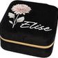 Custom Birth Month Flower Jewelry Box with Name, Plush Velvet Travel Jewelry Case Organizer, Personalized Birth Month Flower, Women's Favorite Things, Gifts For Daughter, Girlfriend, Mom and For Her