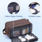 WANDF Toiletry Bag for Men Travel Toiletry Organizer Canvas and Leather Dopp Kit Water-Resistant Shaving Bag for Travel Accessories (Brown, Large) - Roamly