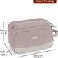 WANDF Toiletry Bag for Men Travel Toiletry Organizer Canvas and Leather Dopp Kit Water-Resistant Shaving Bag for Travel Accessories (Light Pink, Large) - Roamly
