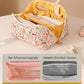 Aveniee Travel Makeup Bag for Women, Large Cosmetic Organizer with Open-Flat Design, Clear Divider & Handle - Waterproof PU Leather Toiletry Pouch