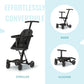 Dream On Me Lightweight and Compact Coast Rider Stroller with One Hand Easy Fold, Adjustable Handles and Soft Ride Wheels, Black