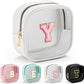 YOOLIFE Initial Make Up Bag Travel Toiletry Bag, Clear Makeup Bag Preppy Cosmetic Bags Organizer Travel Essentials Gifts for Women Teen Girlfriend Teacher Mom Birthday Mothers Day Gifts White Y