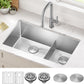 Kraus Kitchen Sinks Undermount - 32 Inch Stainless Steel Kitchen Sink, 60/40 Double Bowl, 16 Gauge, Model KHU103-32
