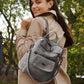 PU Leather Backpack Purse for Women Fashion Multipurpose Design Handbag Ladies Shoulder Bags Travel Backpack Grey