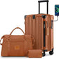 Joyway 20in Carry On Luggage with Cup Holder and USB Port, 25% Expandable Capacity, Smart Suitcase Set with Anti Slip Wheels and Handbag, Perfect for Men and Women (Brown, Carry-On 20-Inch Handbag)