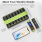 Weekly Pill Organizer 2 Times a Day, KOVIUU Large Travel Pill Box 7 Day, Am Pm Twice Daily Pill Case with Rotatable Handle, Pill Holder Container for Vitamin, Medicine, Supplement, Fish Oil, Green