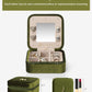 Vlando Plush Velvet Travel Jewelry Case, Personalized Initial Jewelry Boxes for Women Girls, Mini Jewelry Travel Organizer Travel Essentials for Birthday Gifts - Letter J, Green