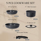 GiPP Ceramic Pots and Pans Set Non Stick, Nonstick Detachable Handle Cookware Sets, Non Toxic Induction Kitchen Pot and Pan with Removable Handle, Healthy RV Cookware, Dishwasher ＆Oven Safe, 5 Piece