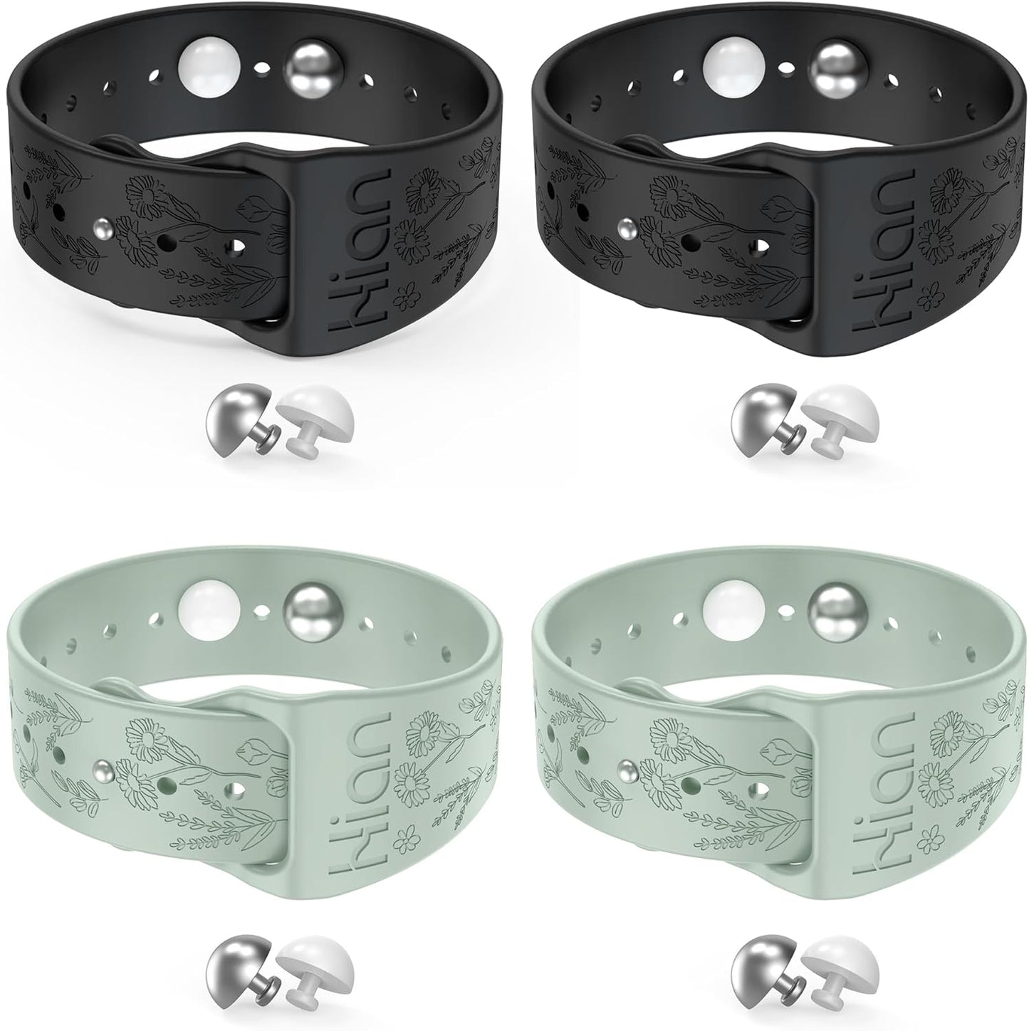 Motion Sickness Bands Anti Nausea Acupressure Wristband Sea Sickness Wristbands Nausea Bands（2 Pairs-Black+Beryl）-Daisy