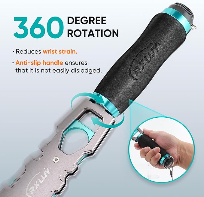 11.5" Fish Lip Gripper with Scale, Max 40lbs Scale, 360° Swivel Non-Slip Handle, Fish Grabber Control Tool for Safe, Hook Removal, Easy Catch & Release, Fishing Gifts for Men Women