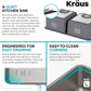 KRAUS Dex 33-inch Undermount 16 Gauge Stainless Steel Double Bowl Kitchen Sink, KA1UD33B