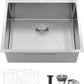 Comllen 25 x 22 Inch Drop In Kitchen Sink, Brushed Nickel Topmount 16 Gauge Stainless Steel Kitchen Sinks, 9 Inch Deep Utility RV Sink with Dish Grid and Basket Strainer