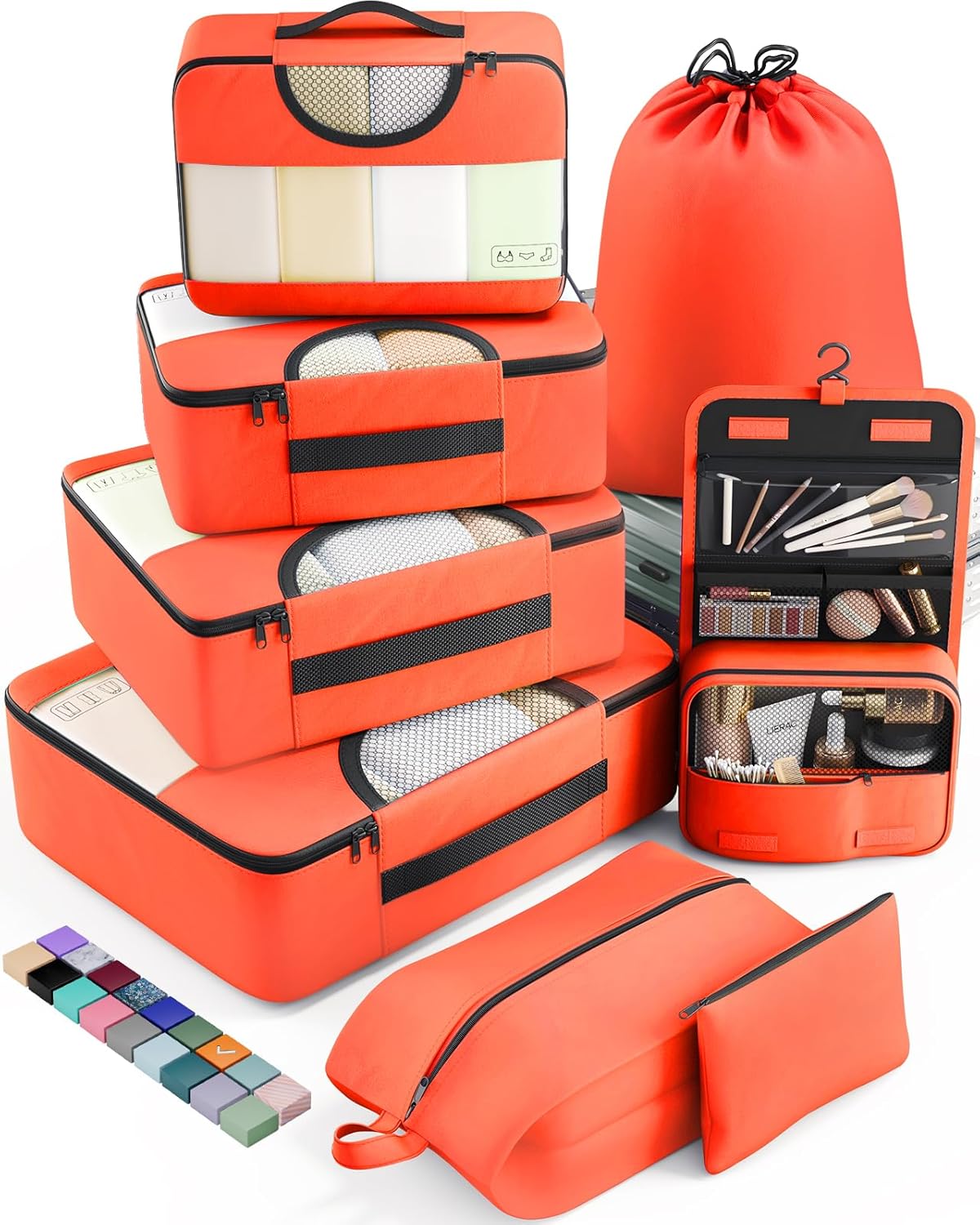 Veken 8 Set Packing Cubes for Travel Essentials, Suitcase Organizer Bags in 4 Sizes, Carry-On Luggage Accessories with Large Laundry & Hanging Toiletry Bag, Must-Have for Airplane, Road Trip & Camping - Roamly
