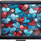 Silver Vintage Pill Box 7 Day Metal Pill Box with Mirror and 8 Compartments Cute Travel Pill Organizer for Purse (Colorful Heart)