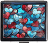 Silver Vintage Pill Box 7 Day Metal Pill Box with Mirror and 8 Compartments Cute Travel Pill Organizer for Purse (Colorful Heart)