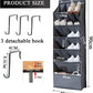 Over the Door Shoe Organizer, Grey 16 Pockets Hanging Shoe Storage Rack with Large Deep Pockets, Oxford 600D Fabric Shoe Storage Rack with 6 hook for Shoes, Home Accessories etc (Grey, 1-Grid)