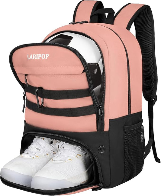 LARIPOP Soccer Backpack Soccer Bag with Ball Holder & Shoe Compartment Youth Sports Equipment Training Bag