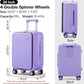 mixi Large Checked Luggage with Cup Phone Holder and Charger Hard Shell Suitcases with Spinner Wheels, 24 Inch Lilac Purple