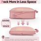 Veken 6/9/11 Set Compression Packing Cubes for Travel Essentials,Compressible Expandable Large Luggage Suitcase Organizer Bags for Clothing,Durable Space Saver Storage Bags(Pink)