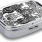 Metal 2 Compartment Pill Organizer Travel Friendly Portable Compact Pill Box Cute Pill Case to Hold Vitamins,Fish Oil,Supplements,Meds,Tablet for Purse,Pocket. (Skeleton Warrior)