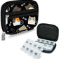 Serfeymi Weekly Travel Pill Organizer Pill Case for Purse with Removable 7 Day Pill Box, Fashionable Travel Medicine Organizer Pill Container for Medicine, Vitamin, Supplement - Black 03 + Pill Box