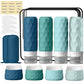 16Pack Travel Bottles for Toiletries, TSA Approved Travel Size Toiletries Containers Set, Silicone Leak Proof Refillable Bottles Elastic Sleeves Creams Jars Accessories Kit W/Clear Bag (Mint Green)