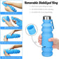 Nefeeko Collapsible Water Bottle, Reuseable BPA Free Silicone Foldable Water Bottles for Travel Gym Camping Hiking, Portable Leak Proof Sports Water Bottle with Carabiner