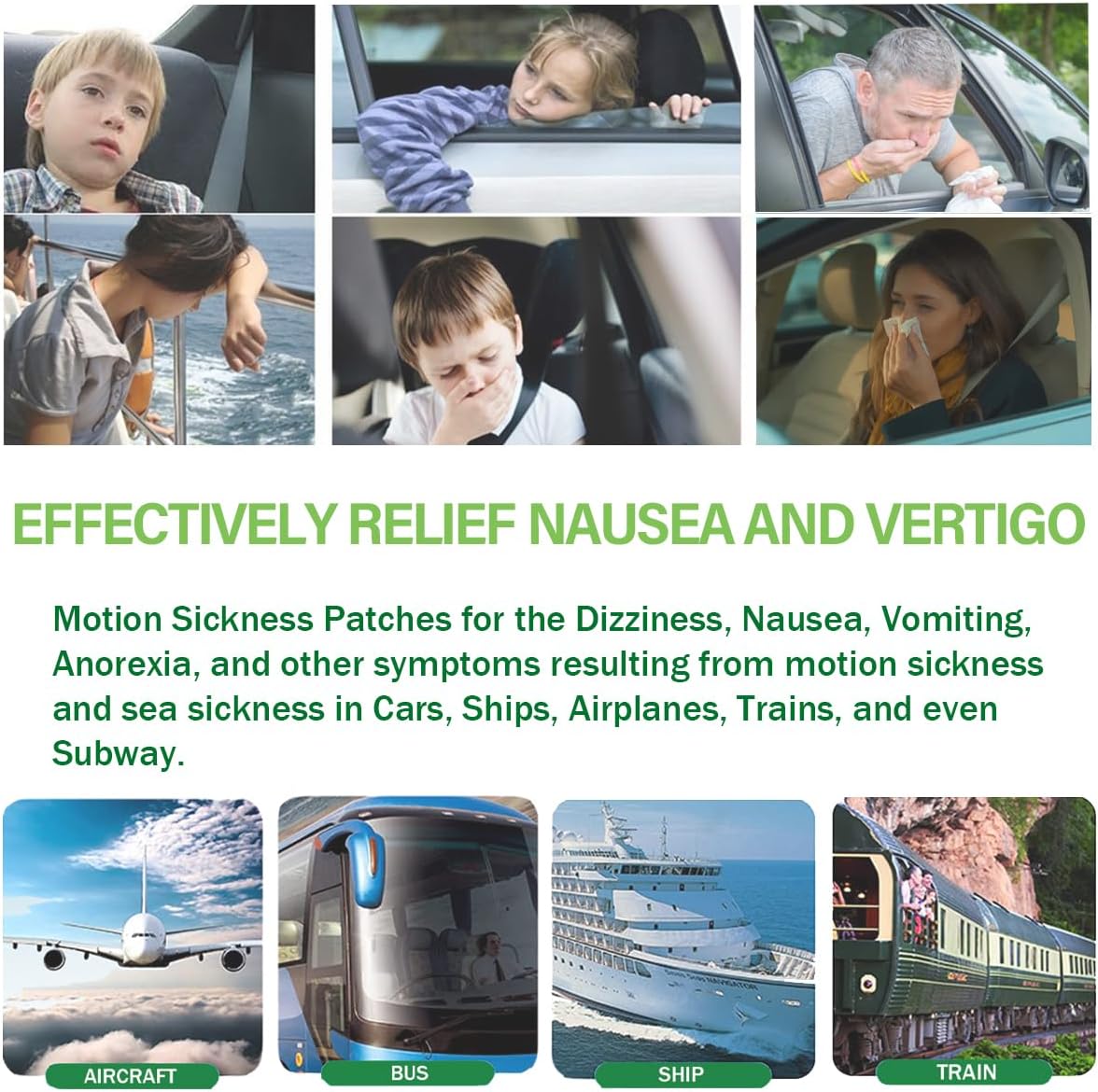 Motion Sickness Patches, Sea Sickness Patch with Waterproof and Non Drowsy 24 Count