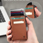 Slim Wallet for Men and Women,Pop Up Credit Card Wallet Metal Minimalist Cards Holder with Money Pocket,Small Ultralight Aluminum RFID Blocking Wallets 6-12 Card Capacity,Brown