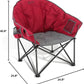 ARROWHEAD OUTDOOR Oversized Heavy-Duty Club Folding Camping Chair with Pocket, Cup Holder, Portable, Padded, Moon, Round, Saucer, Supports 330lbs, Carrying Bag