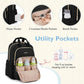 mommore Diaper Bag Backpack, Stylish Travel Baby Bag with Insulated Pockets, Changing Pad and Stroller Straps for Toddler (L-Black, Large-27L)