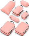 Large Compression Packing Cubes for Travel-Packing Cube Luggage Organizers 7 Piece Set for Checked Luggage-Ultralight, Expandable/Compression Bags by TRIPPED Travel Gear (Dusty Rose) - Roamly