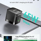 65W Retractable Wall Charger, PD Fast USB C Charger Block with Retractable Type C Cable, Travel Fast Charging Adapter with Foldable Plug for iPhone 16/15, MacBook Pro, iPad, Galaxy, and More