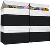 Large 22 Quart Linen Fabric Foldable Storage Bin Cube Organizer Basket with Flip-Top Lid & Handles, Clothes Blanket Box for Home, Office, Closet, Black & White, 4 Pack 14.6 x 9.5 x 9.5