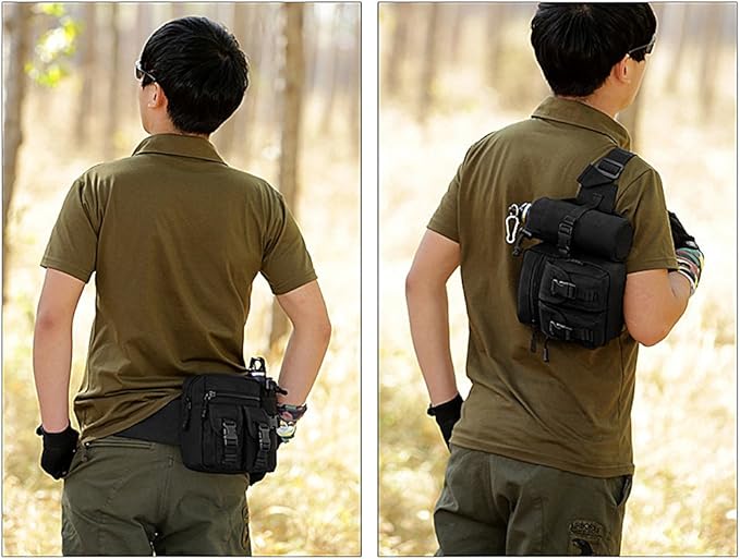 Tactical Waist Pack With Detachable Water Bottle Holder Pocket Fanny Pack & Outdoor Lumbar Bag for Hiking Travelling Climbing Cycling Camping Shopping Hunting Fishing