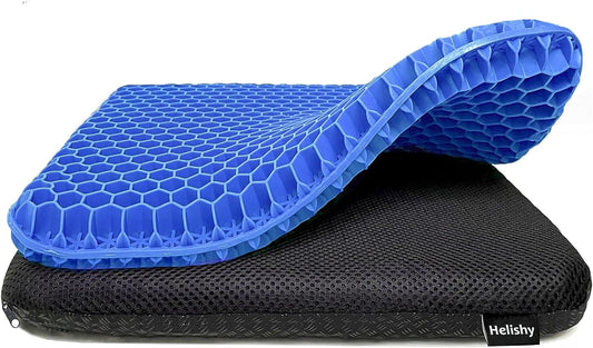 Gel Seat Cushion for Long Sitting Pressure Relief for Back, Sciatica, Coccyx, Tailbone Pain – Office Chair Cushion, Wheelchair Cushions, Truck and Car Seat Cushion (Blue)
