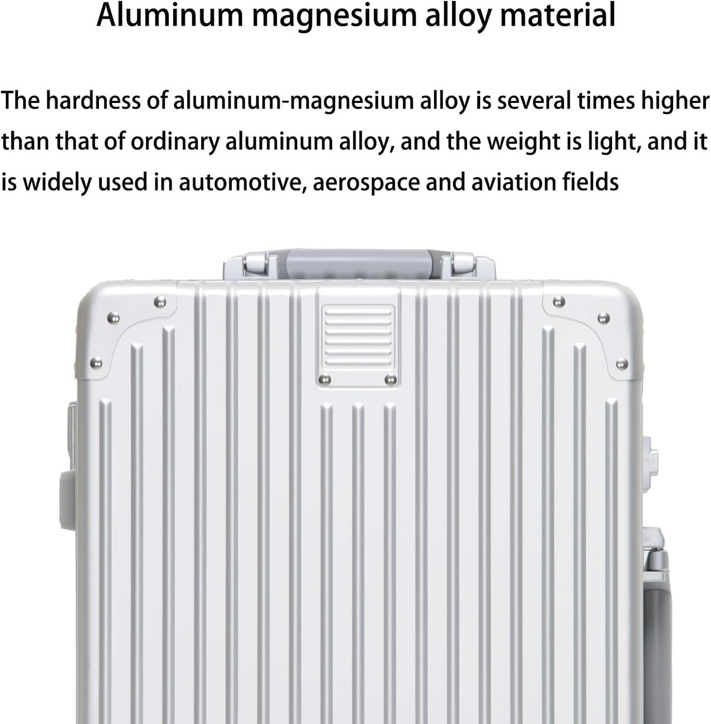 Metal All Aluminum Carry-on Luggage TSA Customs Lock Zipperless Silent Rotary Wheel Business Suitcase Aluminum Frame Set (black, 20 '')