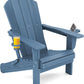 SERWALL Folding Adirondack Chair, HDPE Adirondack Chairs, Plastic Outdoor Chairs- Looks Exactly Like Real Wood- Navy