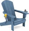 SERWALL Folding Adirondack Chair, HDPE Adirondack Chairs, Plastic Outdoor Chairs- Looks Exactly Like Real Wood- Navy