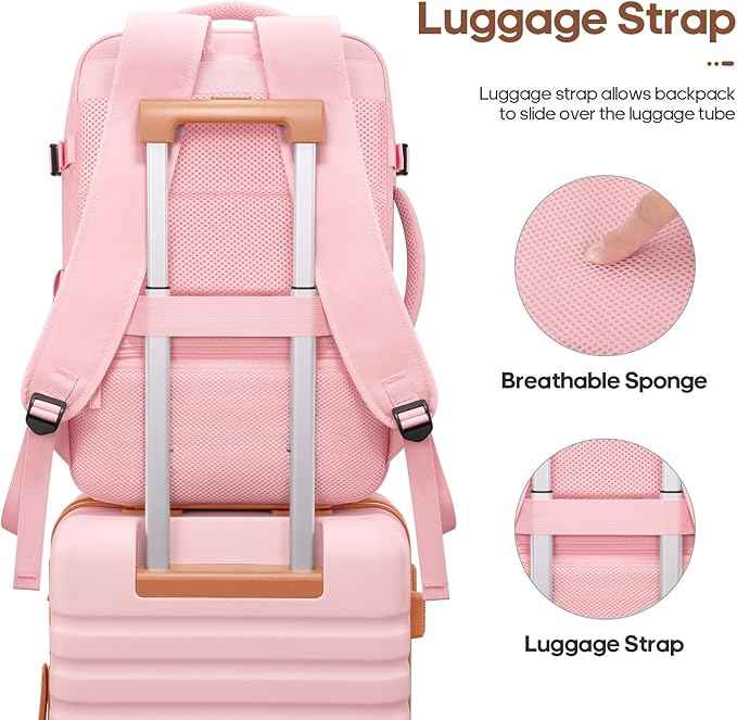 UKEIN Luggage Sets 3 Piece, Carry On Luggage 20In With Spinner Wheels,PC Hardside Suitcase Set with TSA Lock,Durable Carry On Suitcase With Travel Backpack for Men (Pink, 3 piece set (20inch))