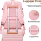 UKEIN Luggage Sets 3 Piece, PC Hardside Checked Luggage 28 Inch With Spinner Wheels with TSA Lock, Large Suitcase Set With Travel Backpack for Men (Pink, 3 piece set (28inch))