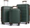 LIGHT FLIGHT Luggage Sets, 3 Piece Durable Suitcase Set with Spinner Wheels, 3 Pcs Hard Shell Lightweight Luggage with TSA Lock, Large Checked Travel Suitcases, 20/24/28 Inch,Green/Brown