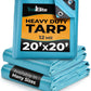 Tarps Heavy Duty Waterproof 20x20-12 mil Thick Camping Tent - Blue Tarp 20x20 UV Resistant, Rip & Tear Proof with Metal Grommets – Multipurpose Use for Camping, Tent, Boat, RV, Car, & Pool Cover