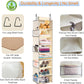 2 Pack Large-Sized Hanging Shoe Organizer 8-Shelf, Hanging Closet Organizer with 8 Side Pockets, Wider Hanging Shelves for Storage Shoes Clothes 9" W × 11.8" D× 48" H, Beige.